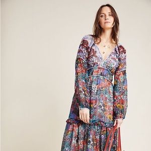 Anthropologie long flown boho dress